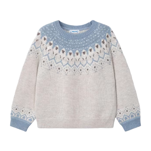 Mayoral Kids' Jacquard Pattern Sweater In Neutral