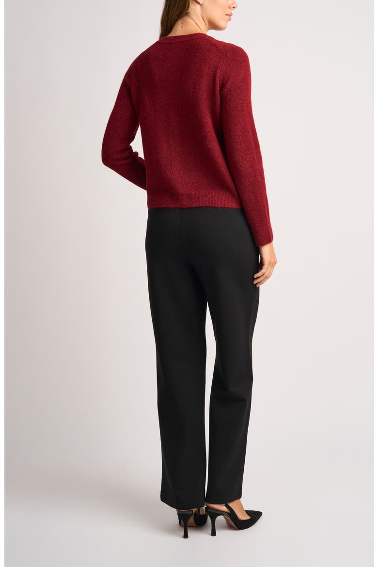 Fuzzy Crewneck Cardigan, Alternate, color, POMEGRANATE
