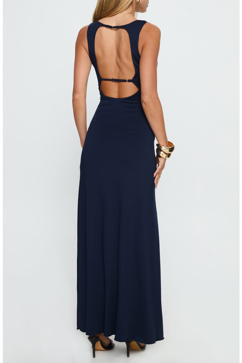 Frederica Plunge Neck Maxi Dress, Alternate, color, NAVY