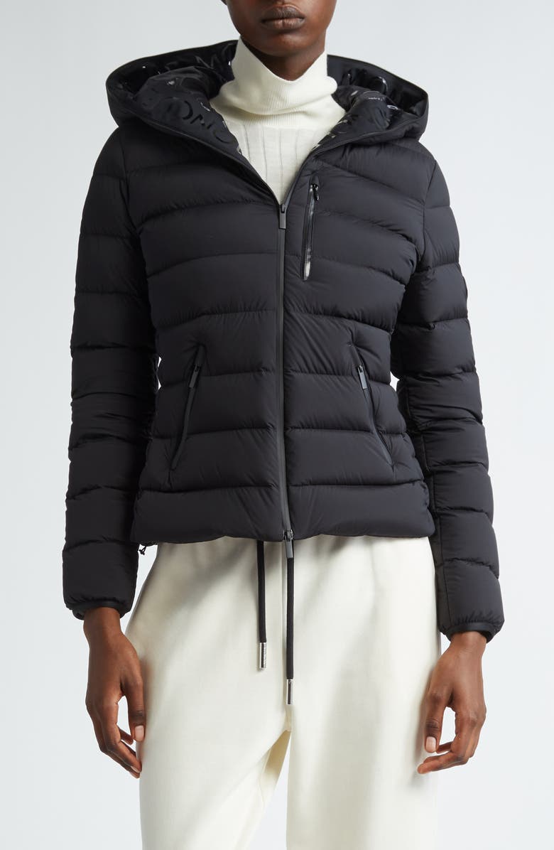 Moncler Herbe Quilted Hooded Down Puffer Jacket, Main, color, Black