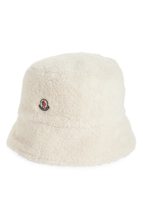 Moncler Reversible Cotton Canvas & Teddy Bucket Hat In White