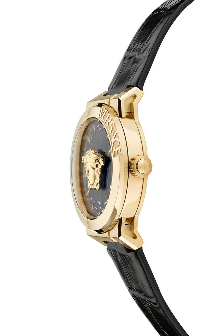 Medusa Infinite Leather Strap Watch, 38mm, Alternate, color, GOLD