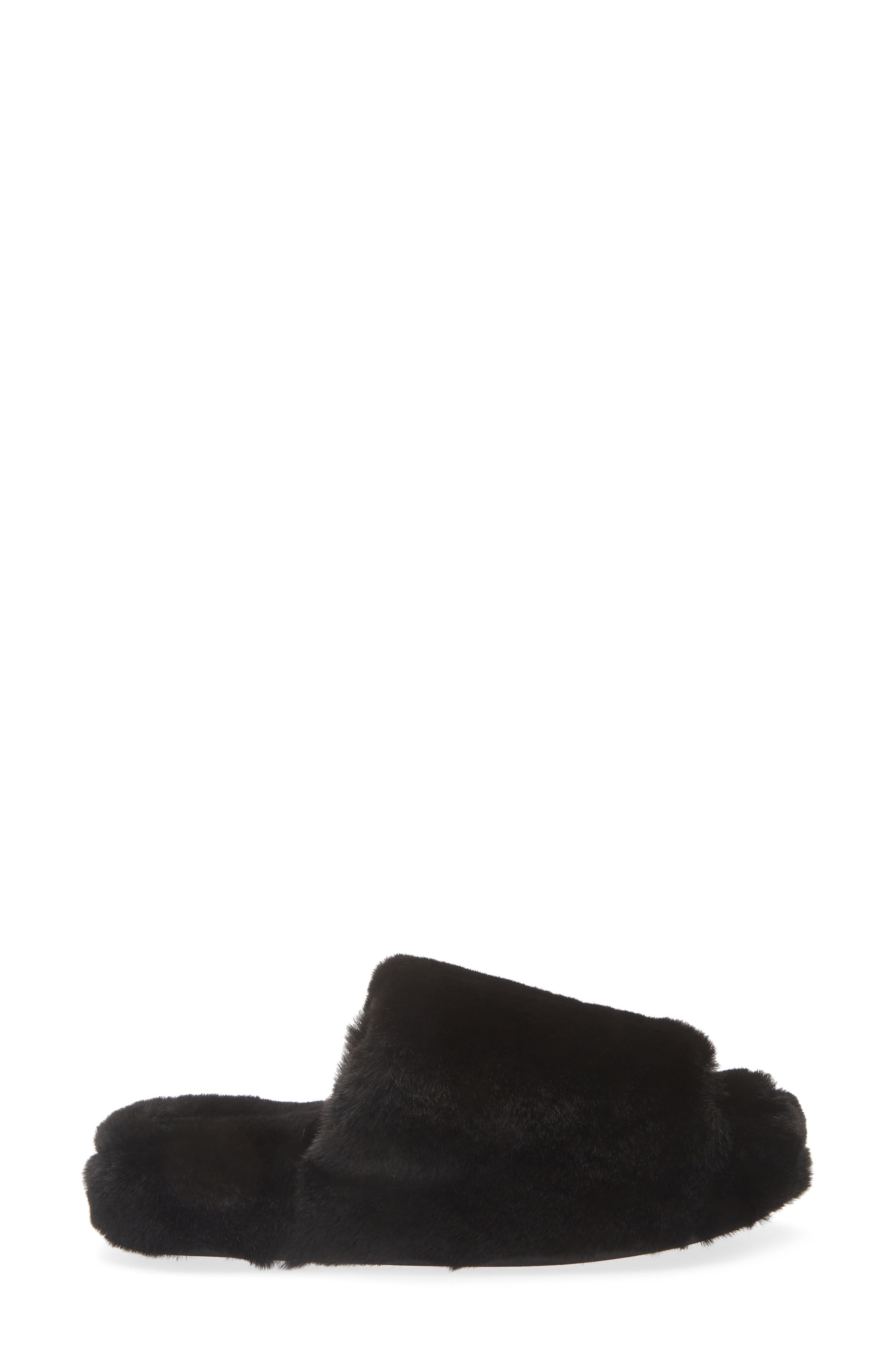 Dillon Faux Fur Slipper, Alternate, color, NOIR