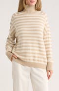 vineyard vines Stripe Rib Tall Mock Neck Cashmere Sweater