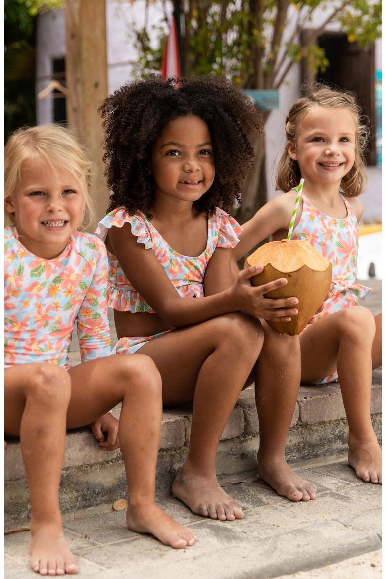 Kids' Tropical Print Cutout One-Piece Swimsuit, Alternate, color, MULTI
