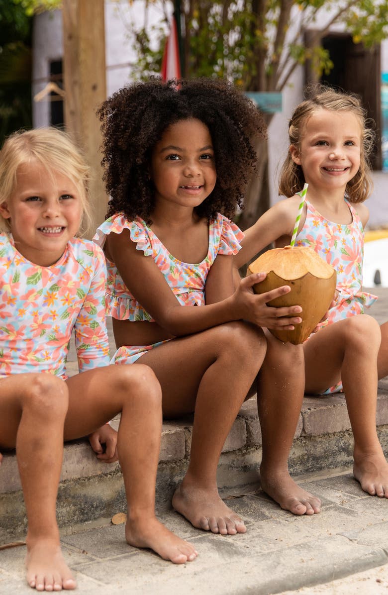 Snapper Rock Kids' Tropical Print Cutout One-Piece Swimsuit, Alternate, color, Multi