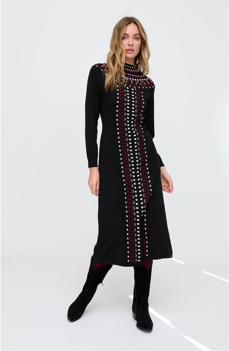 Raffya Jethro Geometric Printed Maxi Dress, Main, color, Black