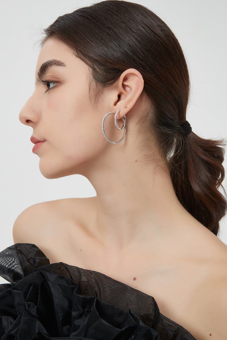 Gaia Celestial Sunburst Mini Hoop Earrings, Alternate, color, Silver