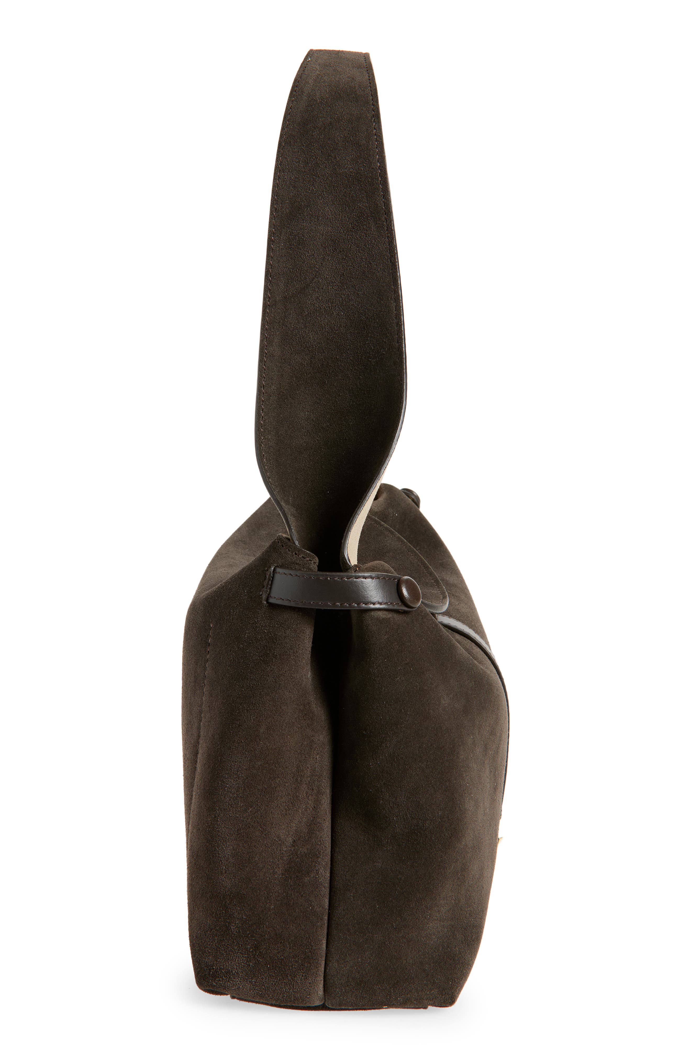 Ree Projects Florencia Soft Pebble Grain Leather Shoulder Bag, Alternate, color, Ebony