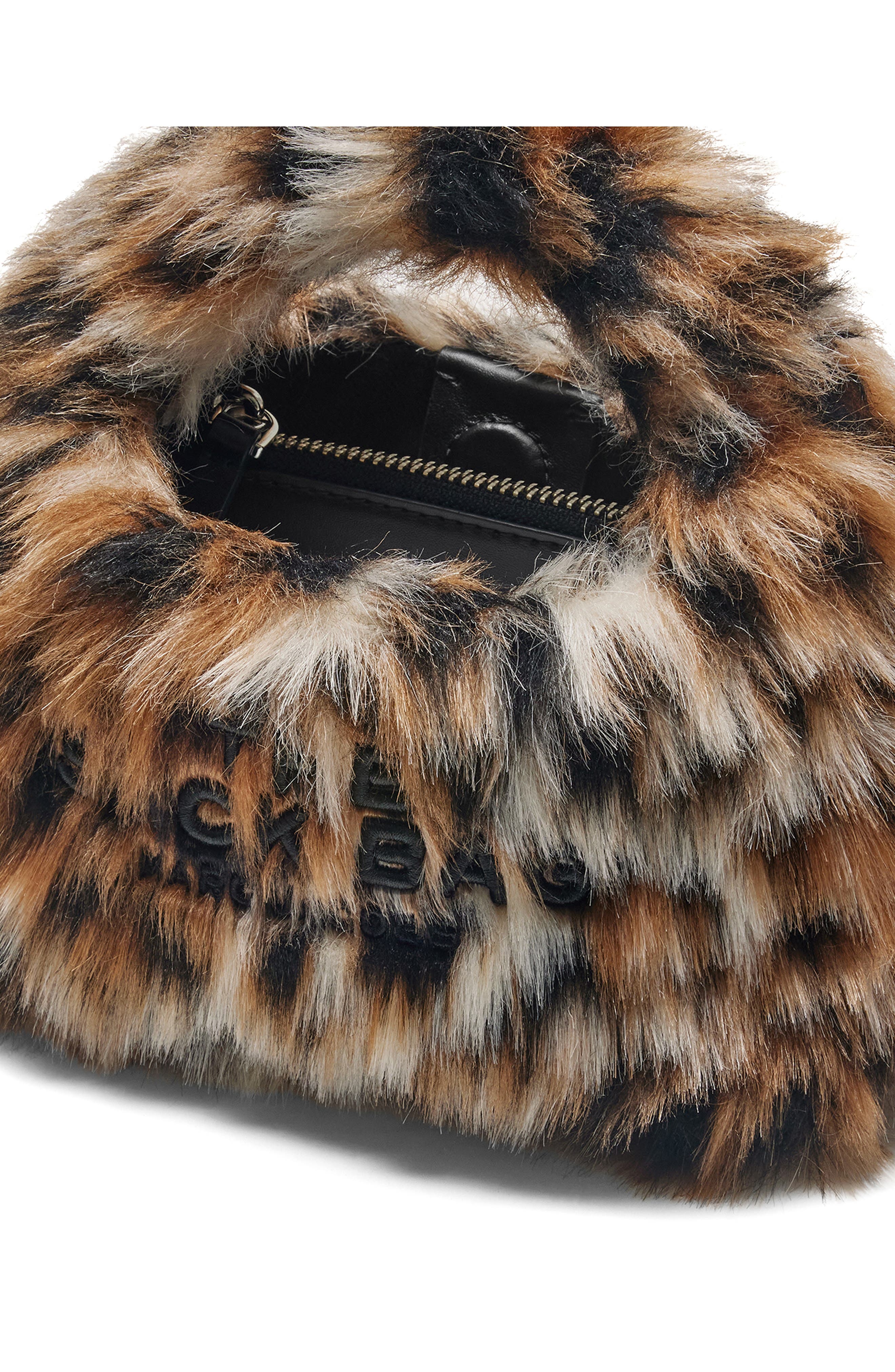 Micro Sack Faux Fur Crossbody Bag, Alternate, color, BROWN MULTI