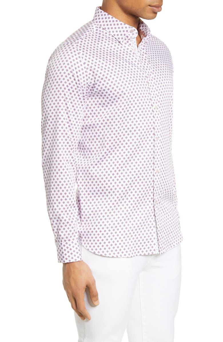 Ted Baker London Posee Medallion Print Button-Up Shirt, Alternate, color, 