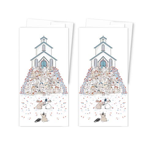 2ct Bunnies Wedding Picture Long Greeting Card Pack