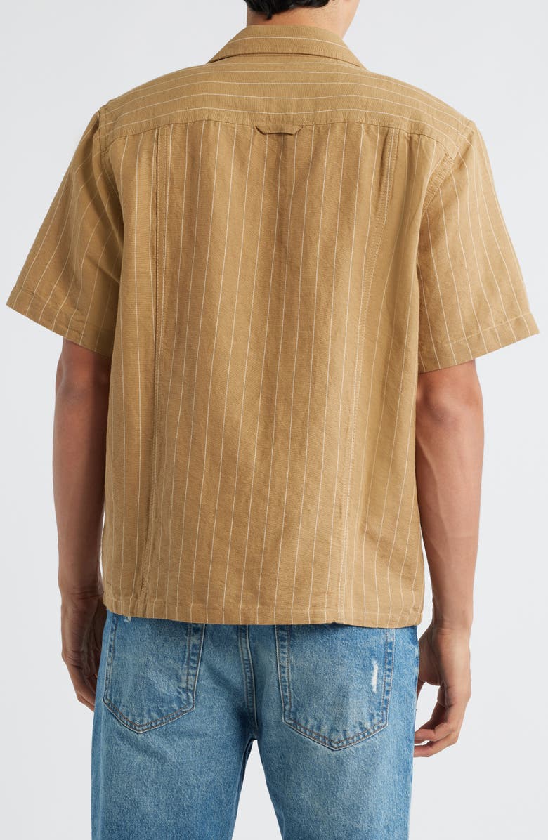 Corridor Boulder Stripe Linen & Cotton Camp Shirt, Alternate, color, Khaki