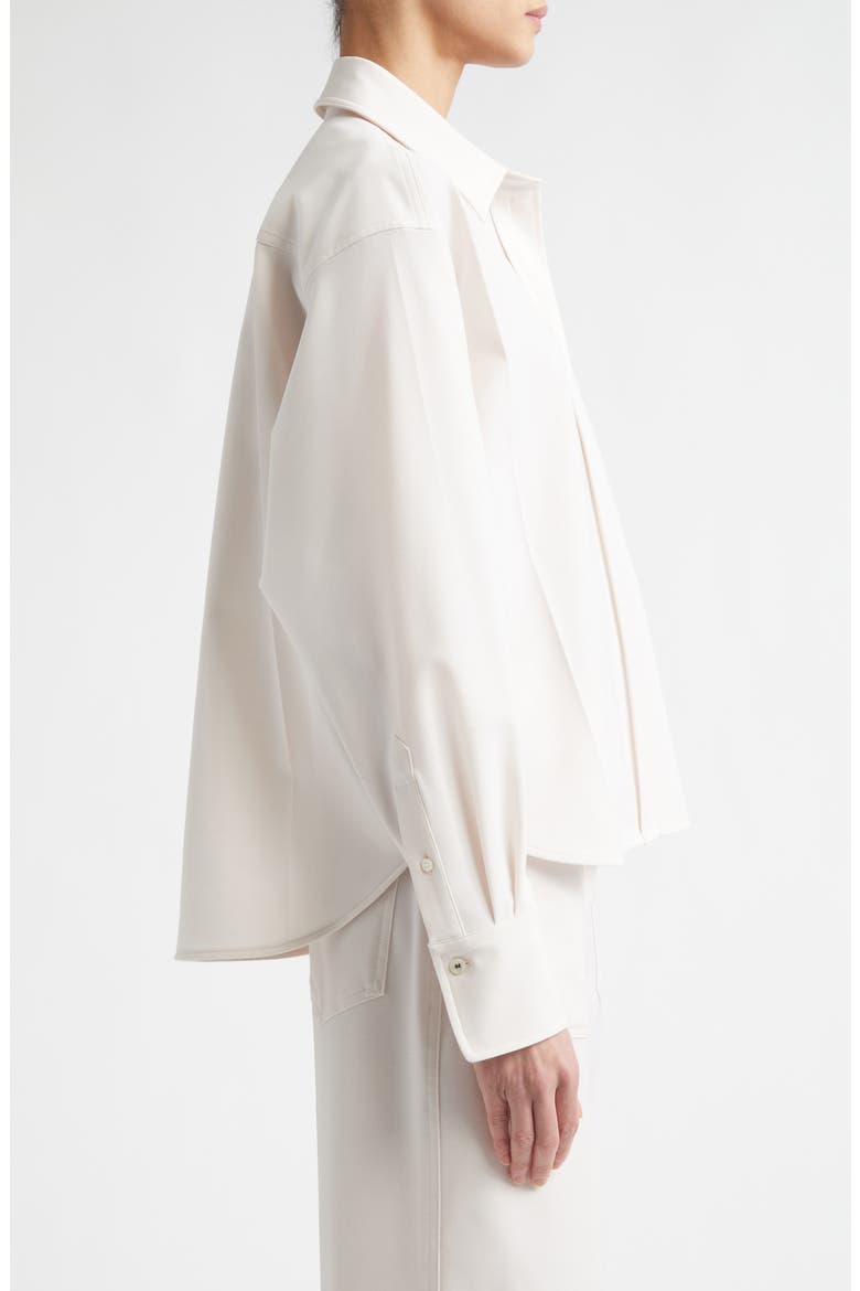 Long Sleeve Crop Button-Up Shirt, Alternate, color, BONE
