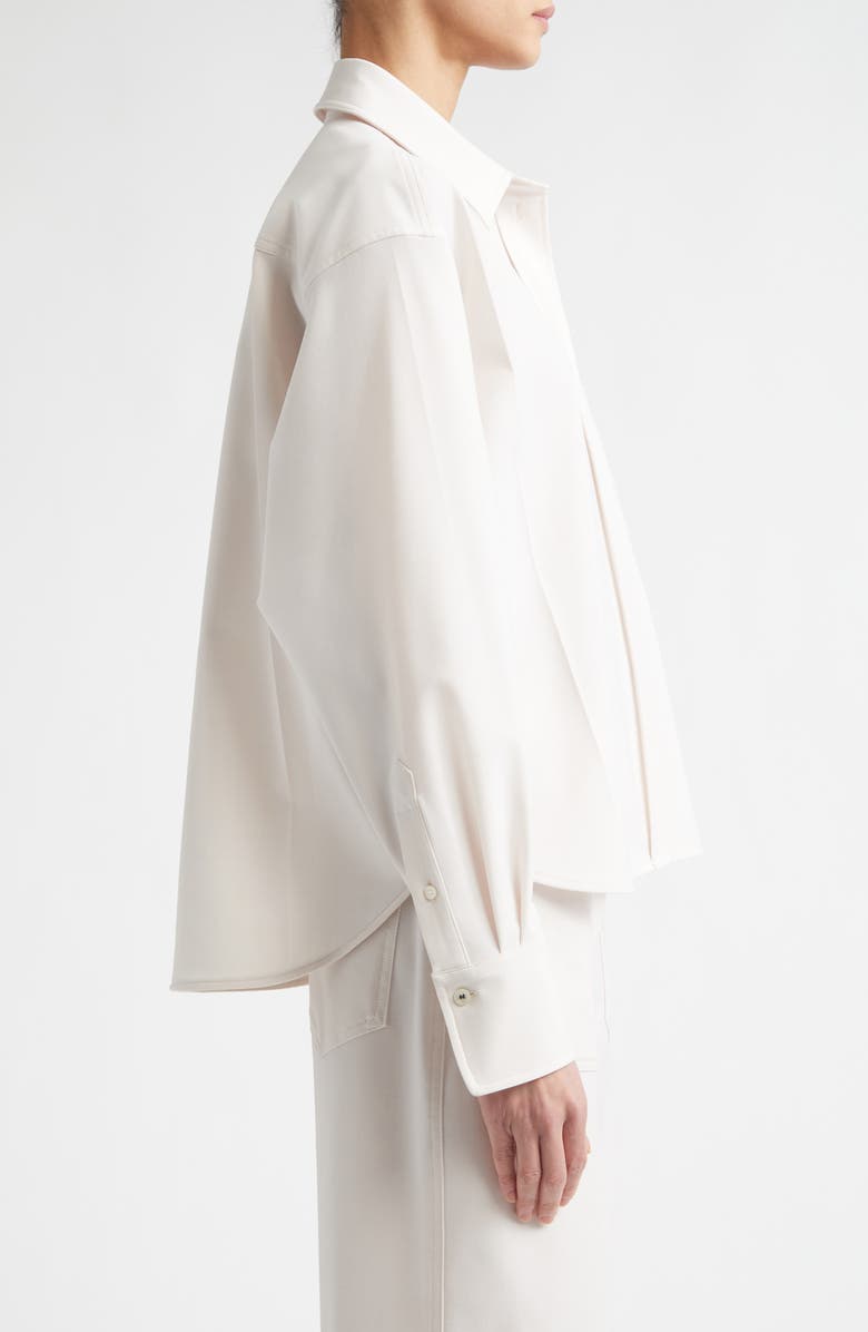 Victoria Beckham Long Sleeve Crop Button-Up Shirt, Alternate, color, Bone