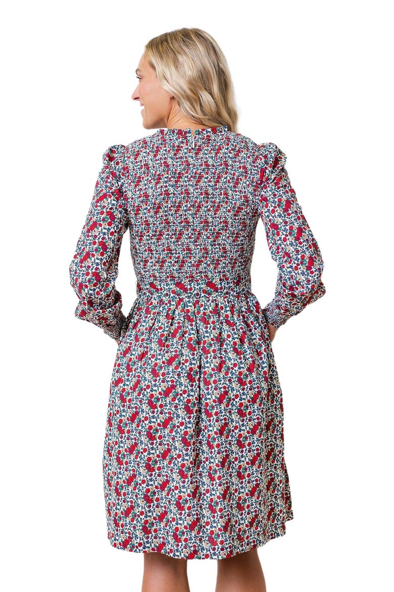 Women's Organic Smocked Ruffle Collar Dress, Alternate, color, Holiday Multi Floral