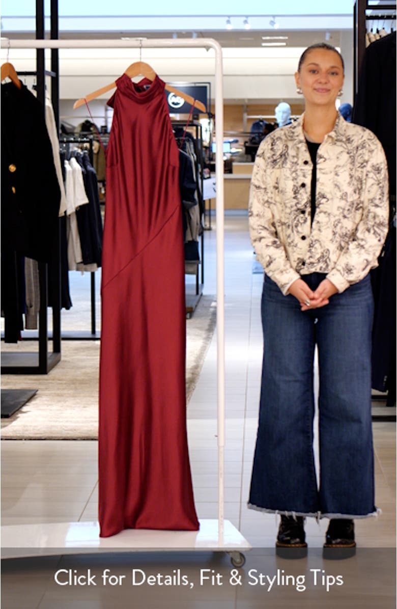 Sleeveless Satin Halter Dress, sales video thumbnail