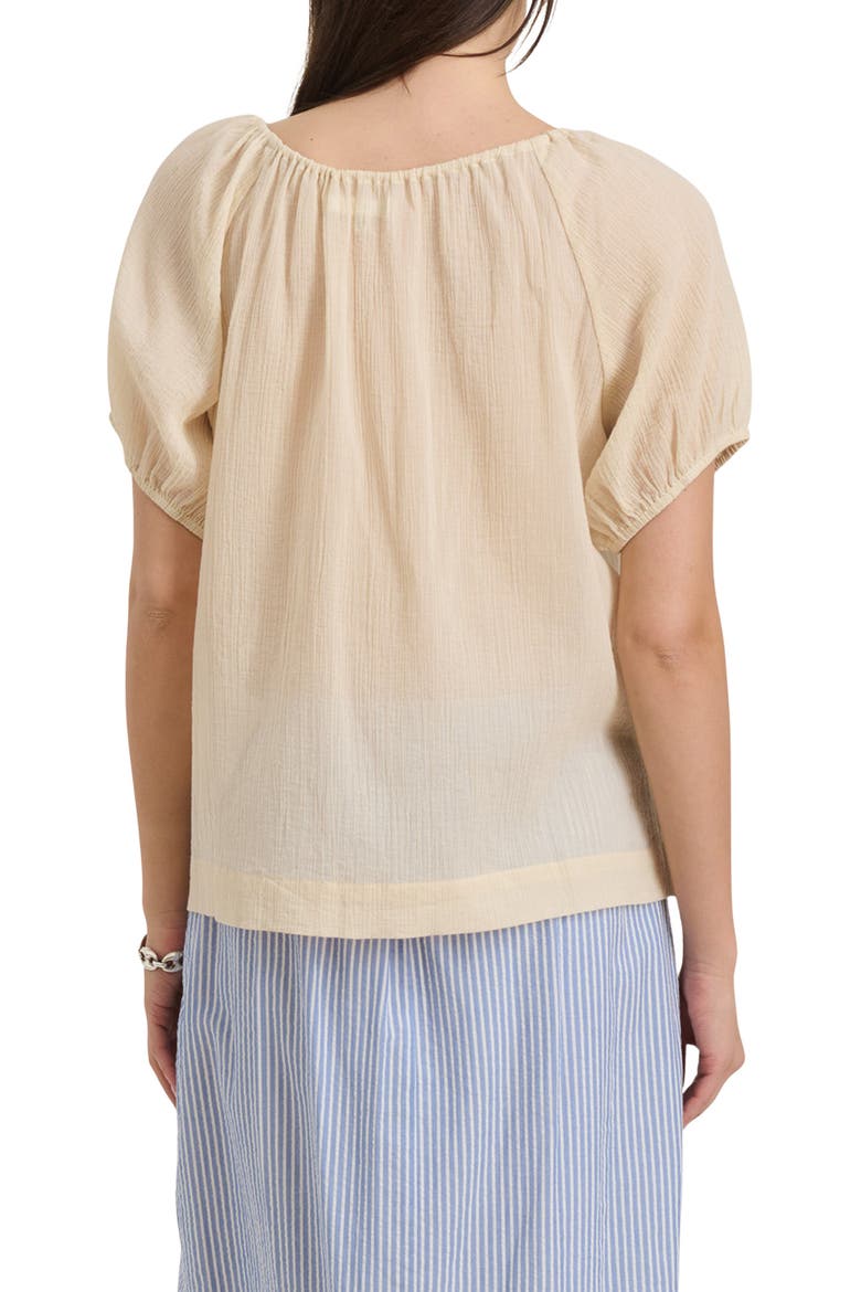 Rose Crinkle Tie Neck Cotton Top, Alternate, color, OFF WHITE