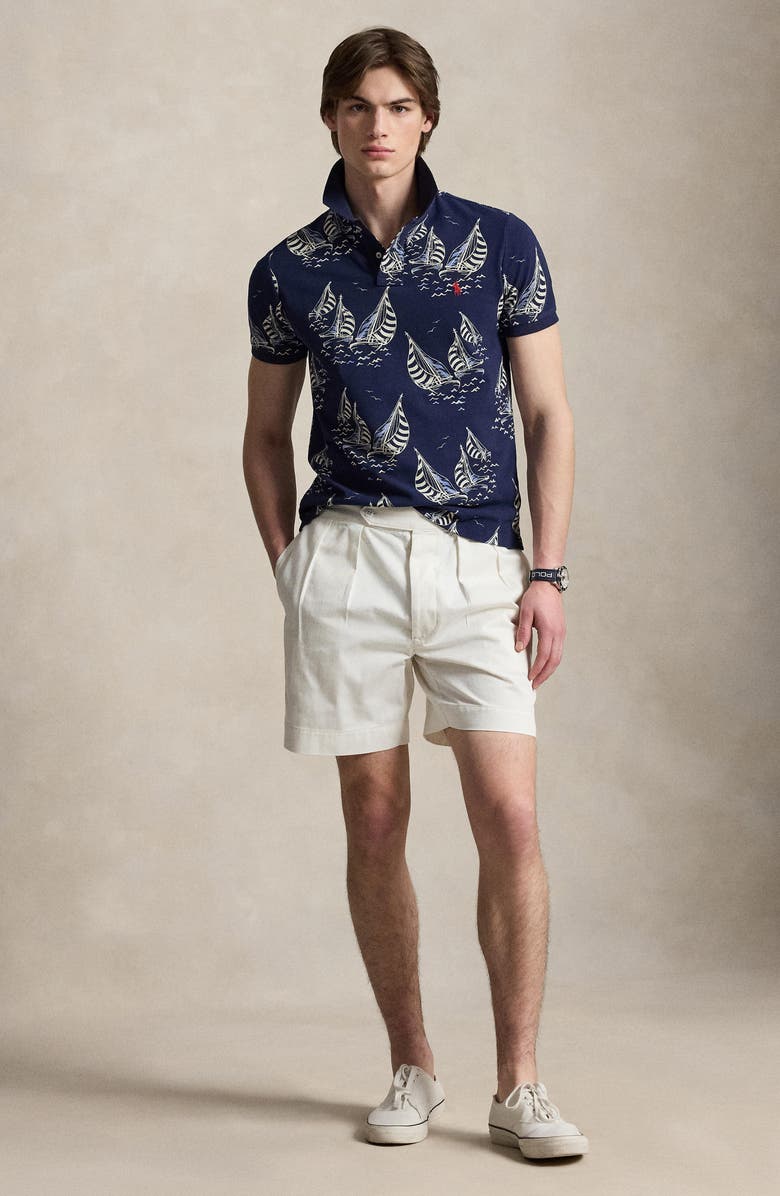 Polo Ralph Lauren Classic Fit Sailboat Cotton Mesh Polo, Alternate, color, Sailboat Race-Newport Navy