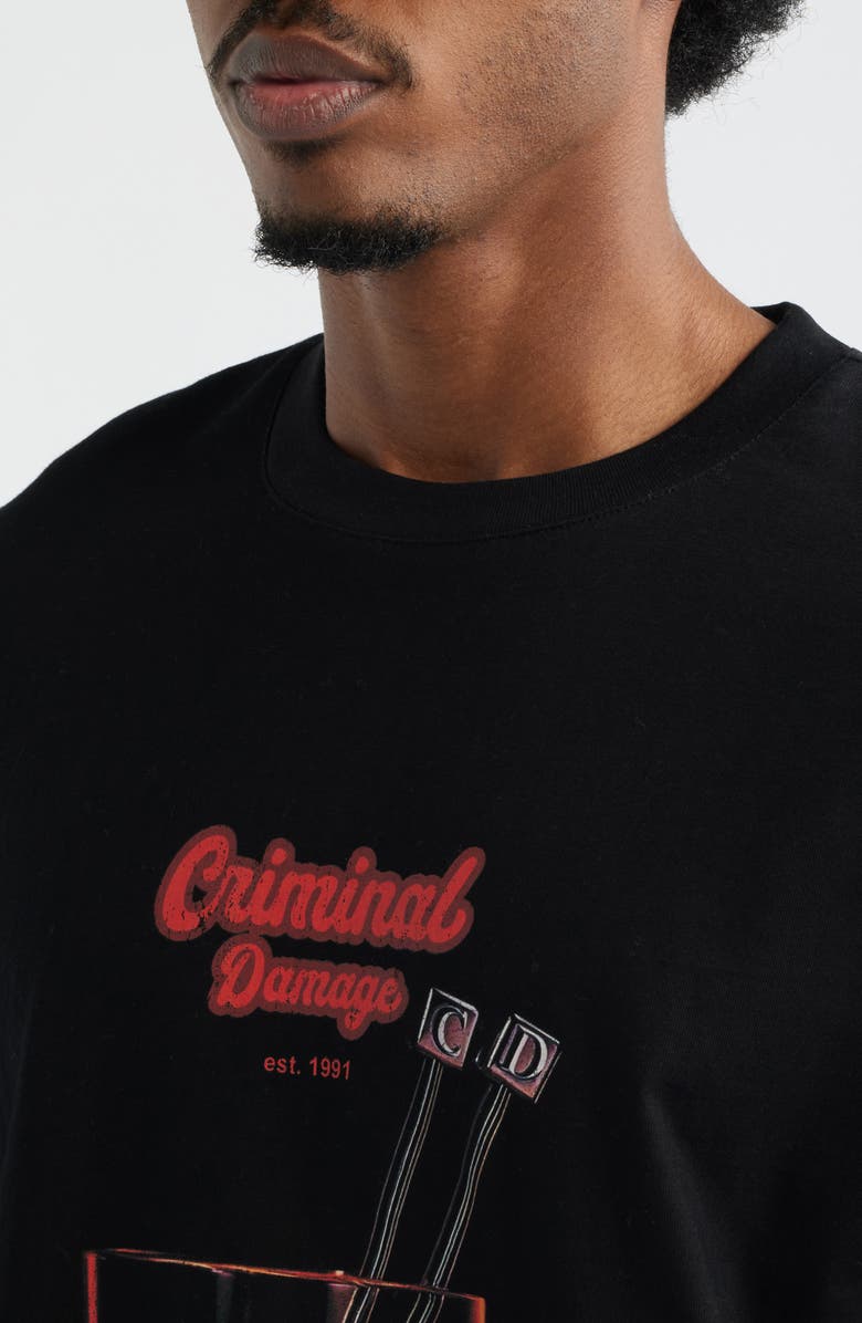CRIMINAL DAMAGE Whiskey Hour Graphic T-Shirt, Alternate, color, Black/ Orange
