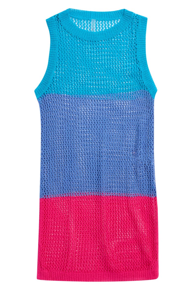 Kids' Open Knit Cover-Up Dress, Main, color, BLUE MULTI