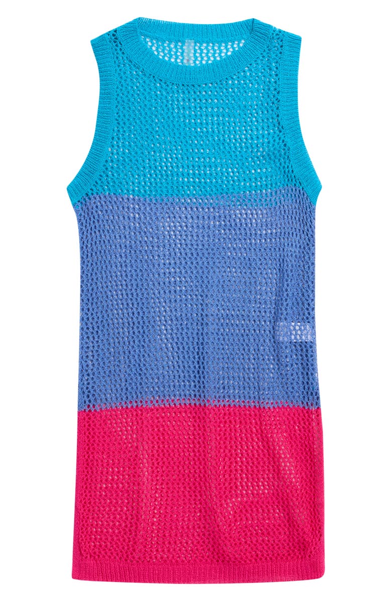 Beach Lingo Kids' Open Knit Cover-Up Dress, Main, color, Blue Multi