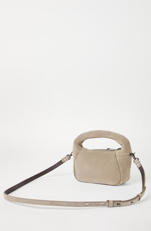 Brunello Cucinelli Mini Suede Bc Duo Hobo Bag In Gray