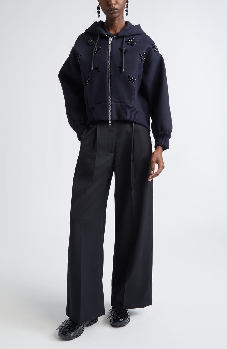 Simone Rocha Crystal Embellished Hooded Jacket, Alternate, color, Navy/ Jet