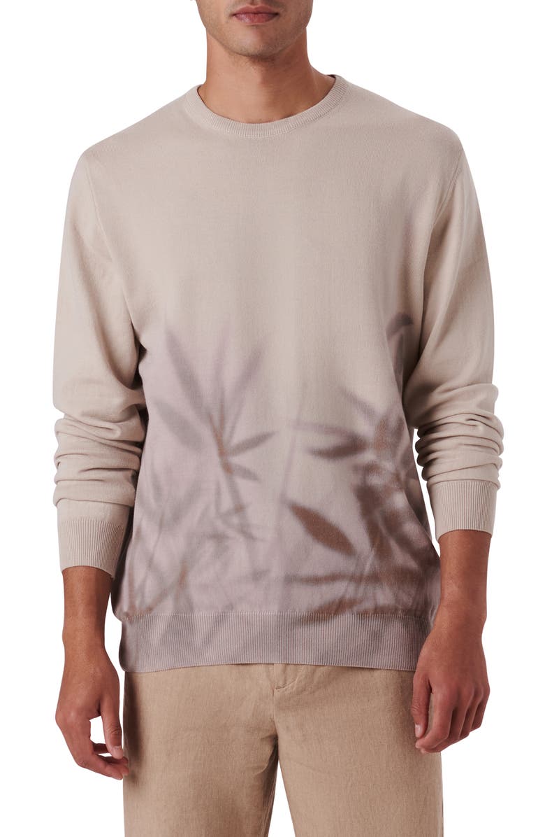 Bugatchi Leaf Print Cotton Sweater, Main, color, 