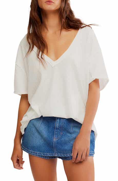 Free People Nina V-Neck Cotton T-Shirt