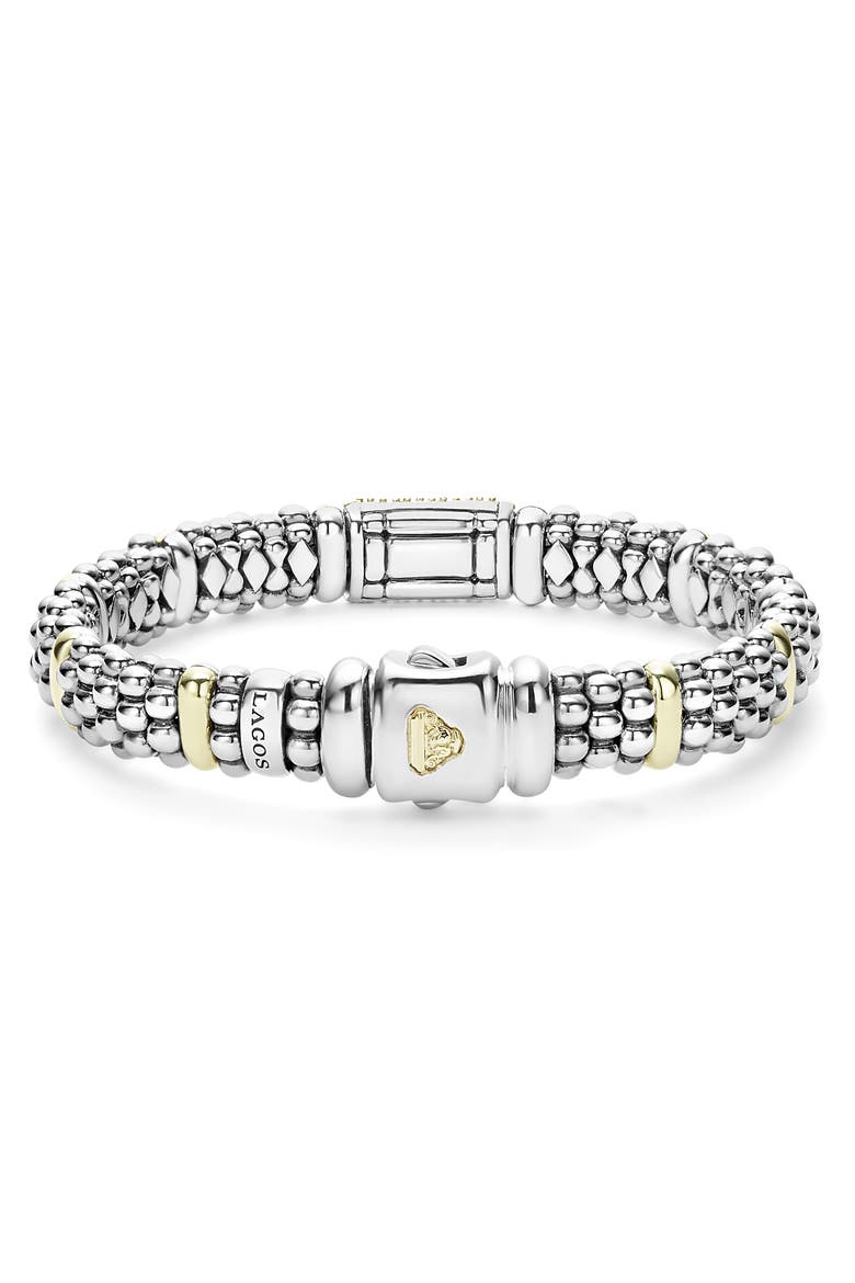 Signature Caviar Pavé Diamond Bracelet, Alternate, color, SILVER/GOLD