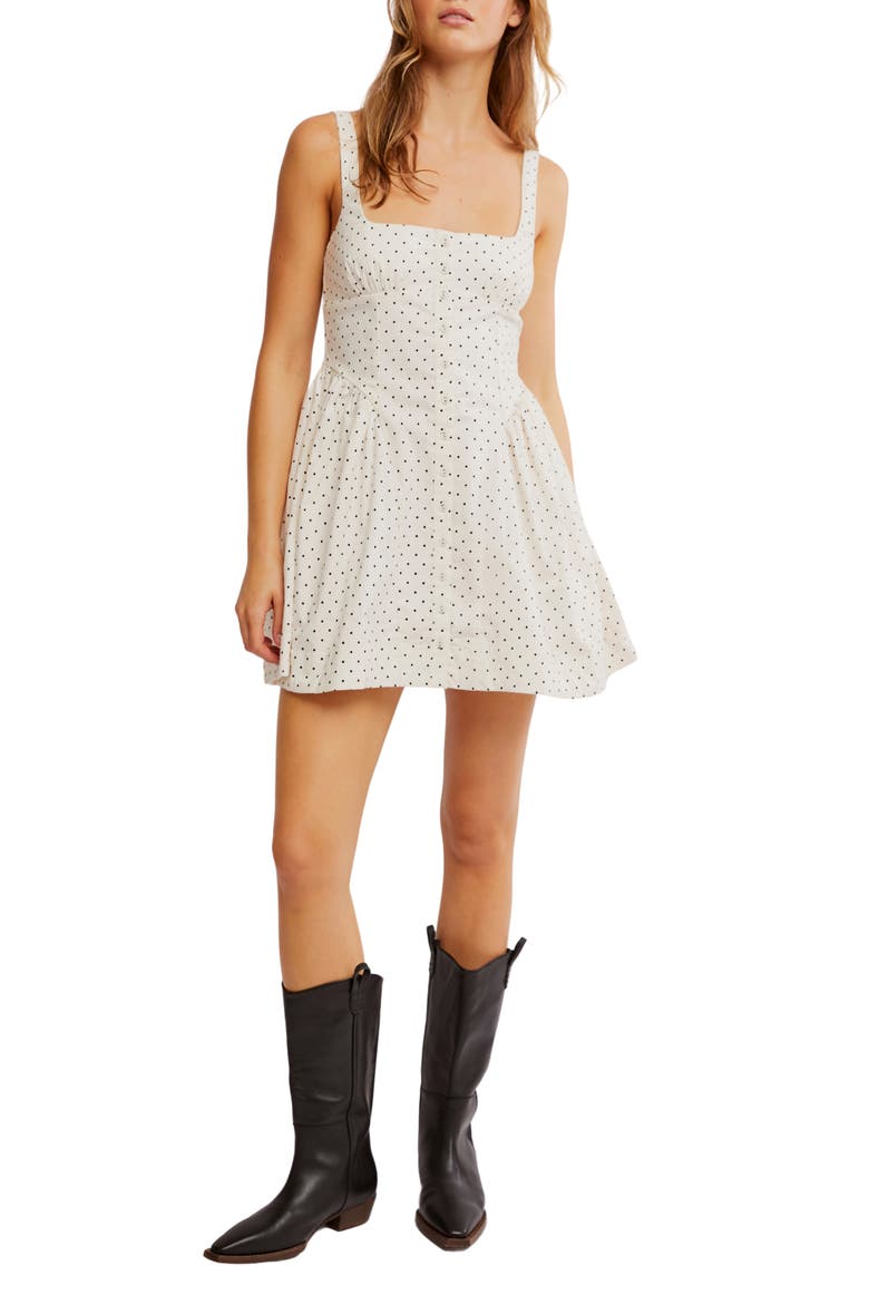 Astrid Polka Dot Minidress, Main, color, IVORY COMBO