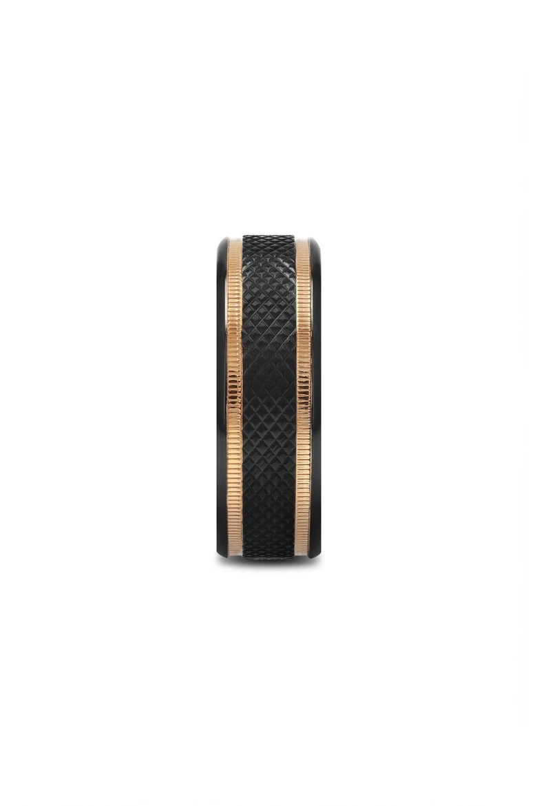 Baroque Titanium Diamond Pattern Wedding Ring, Alternate, color, Black / Gold