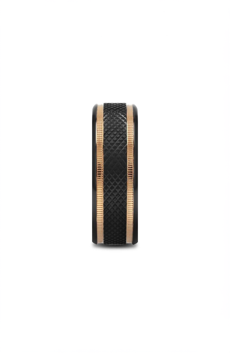 Larson Jewelers Baroque Titanium Diamond Pattern Wedding Ring, Alternate, color, Black / Gold