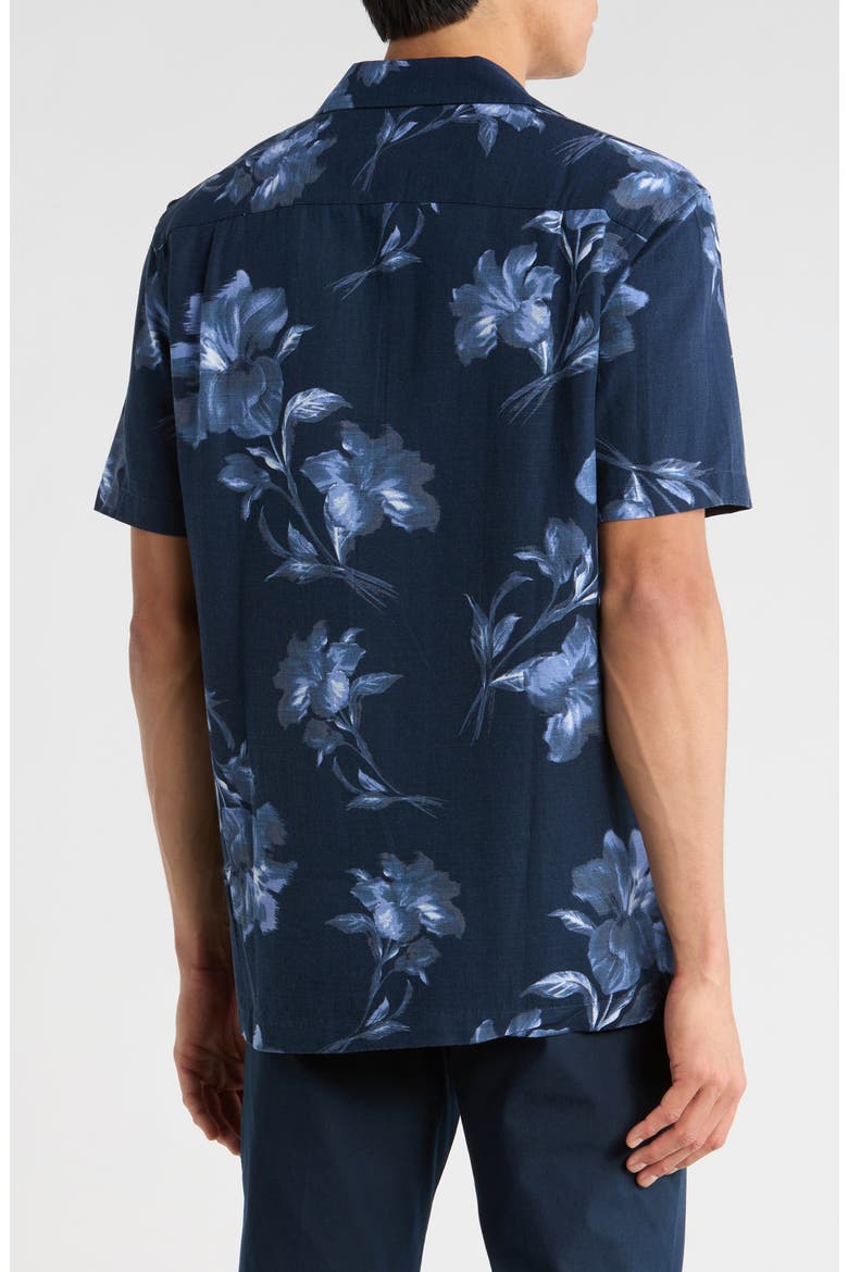 Floral Short Sleeve Button-Up Shirt, Alternate, color, BLUE NIGHTS