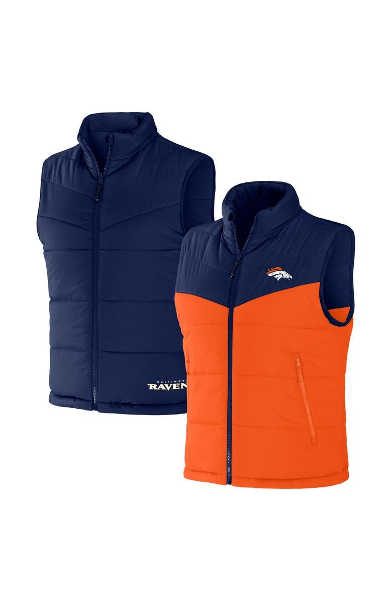 NFL X DARIUS RUCKER Men's NFL x Darius Rucker Collection by Fanatics Navy Denver Broncos Colorblocked Full-Zip Vest, Main, color, Navy