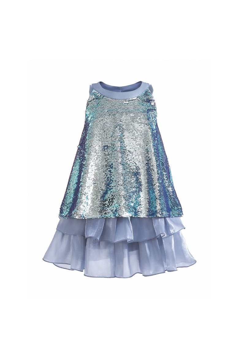 Sylvara Sequin Ruffle Skirt Set, Main, color, Blue