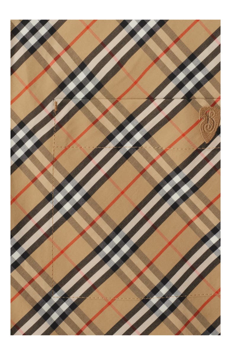 Burberry Cropped Check Cotton Shirt, Alternate, color, Sand