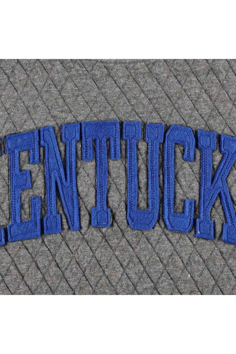 Women's Pressbox Heather Charcoal Kentucky Wildcats Moose Quilted Pullover Sweatshirt, Alternate, color, Heather Gray