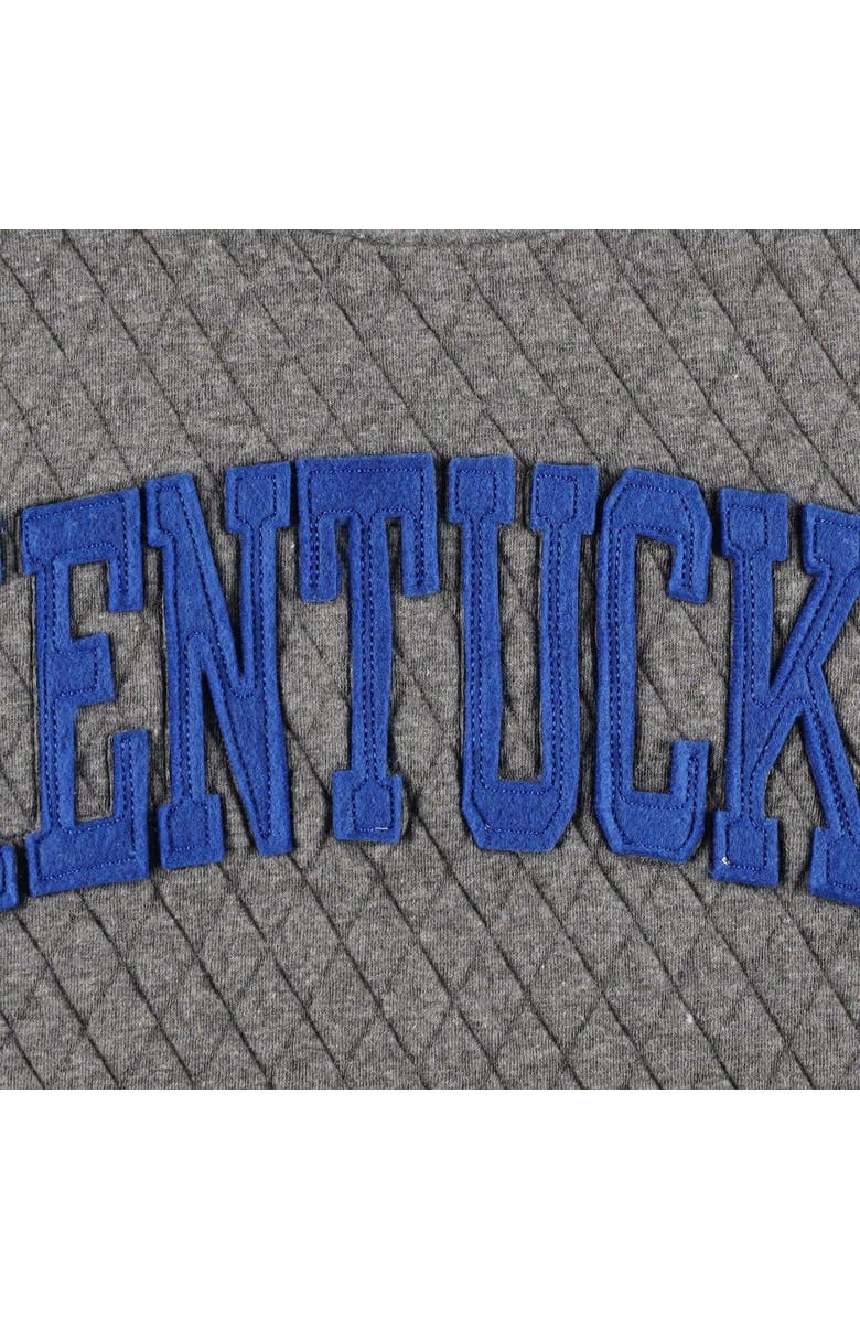PRESSBOX Women's Pressbox Heather Charcoal Kentucky Wildcats Moose Quilted Pullover Sweatshirt, Alternate, color, Heather Gray