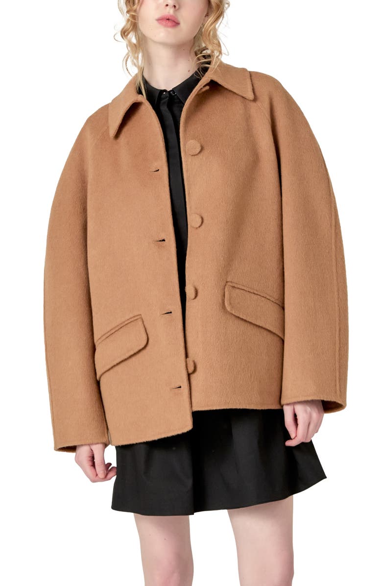 English Factory Oversize Wool Coat, Alternate, color, Brown