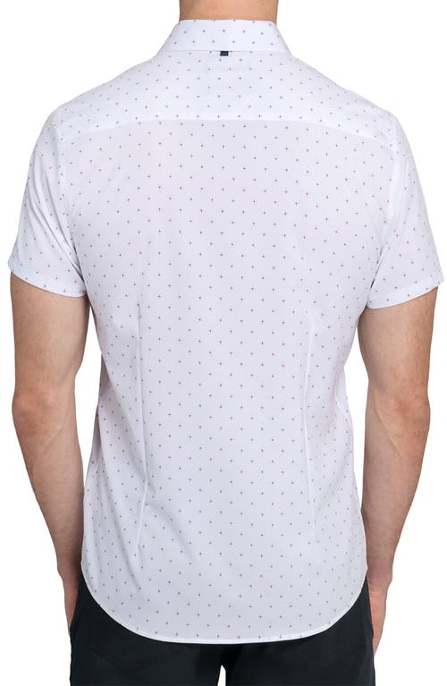 Wrk W.r.k Trim Fit Abstract Star Print Short Sleeve Performance Button-up Shirt