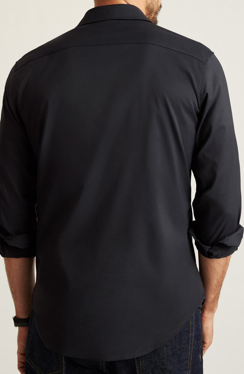 Bonobos Solid Black Woven Nylon Blend Button-Up Shirt, Alternate, color, Jet Black