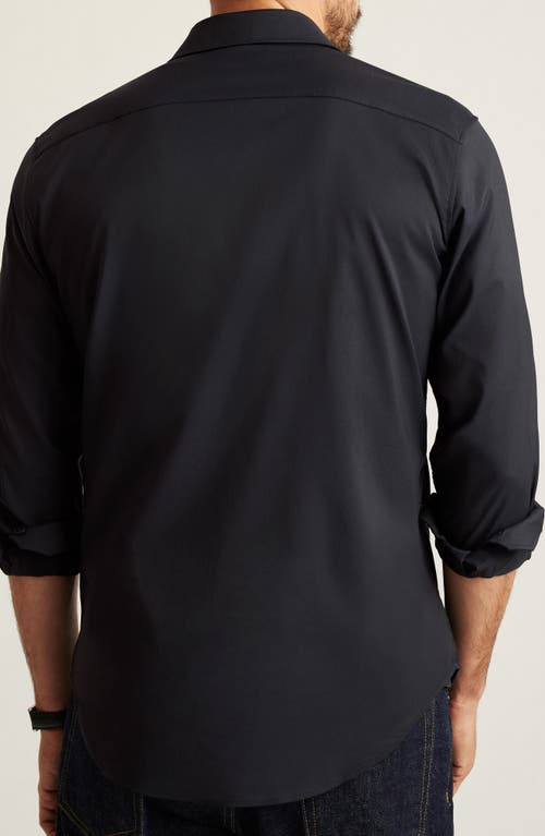 Bonobos Solid Black Woven Nylon Blend Button-up Shirt In Jet Black