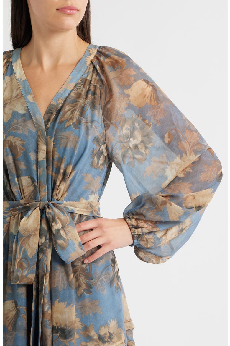 Belle Long Sleeve Midi Dress, Alternate, color, SKYLINE MULTI