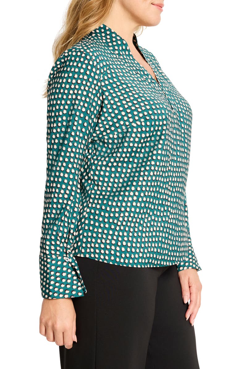 NIC+ZOE Shadow Dot Long Sleeve Top, Alternate, color, Green Multi