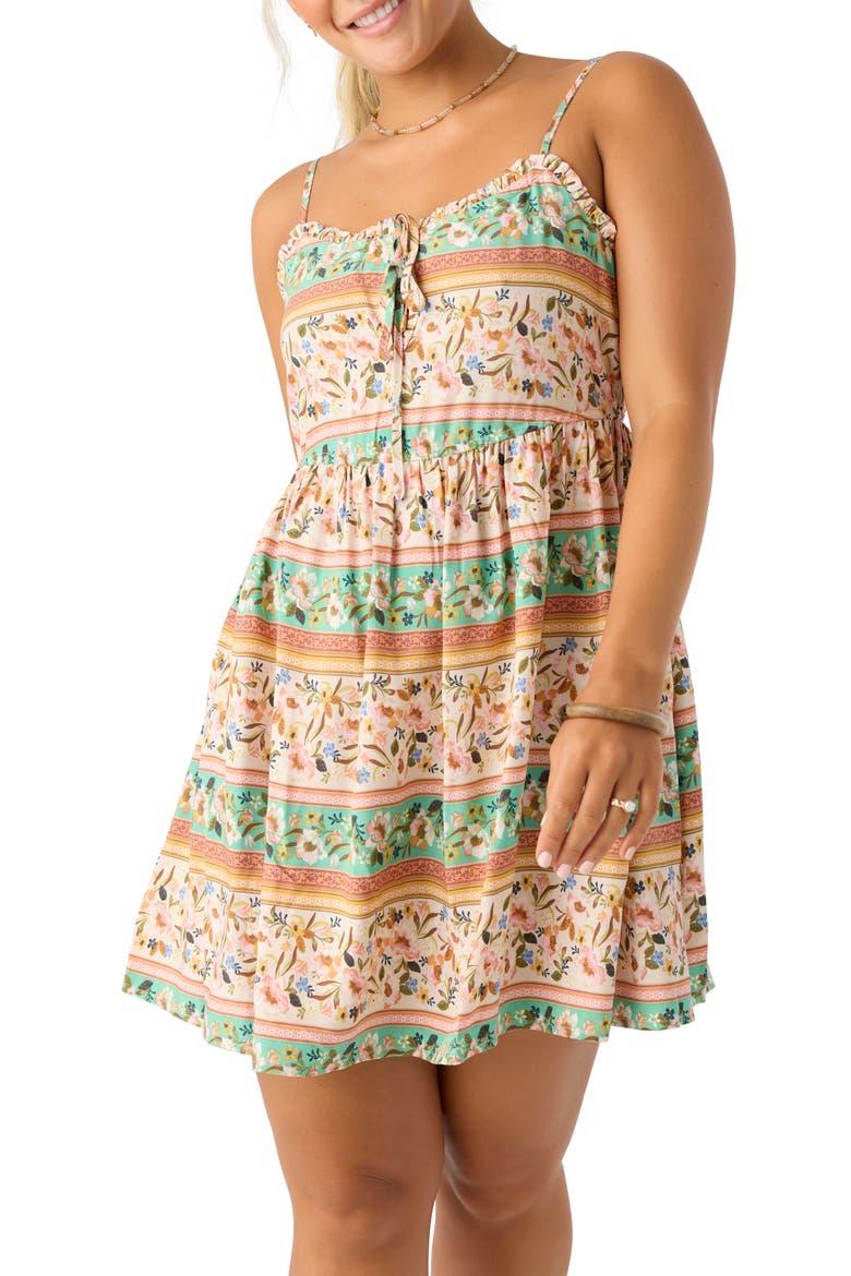 Delena Floral Minidress, Alternate, color, TAPIOCA