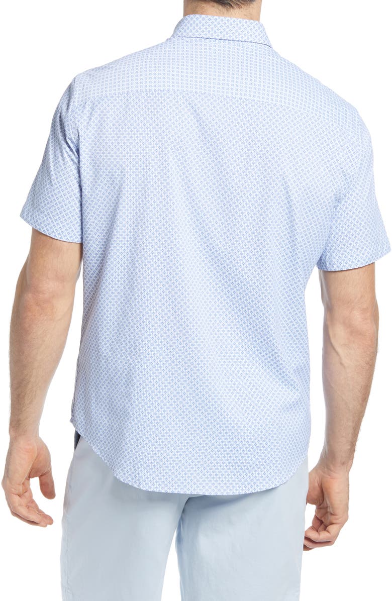Johnston & Murphy XC4 Print Stretch Short Sleeve Button-Down Shirt, Alternate, color,