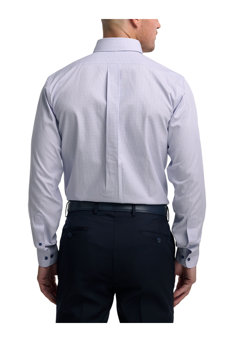 Cotton Buttondown Collar Pinpoint Classic Contrast Trim Button Cuff Long Sleeve, Alternate, color, Purple