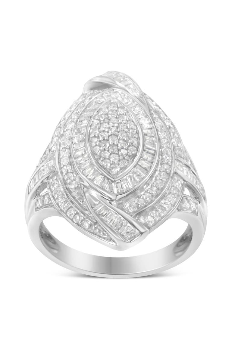 Silver 1 1/8 Cttw Diamond Cluster Triple Halo Knot Cocktail Ring, Alternate, color, Silver